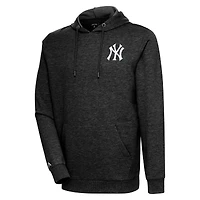 Men's Antigua Heather Black New York Yankees Action Pullover Hoodie