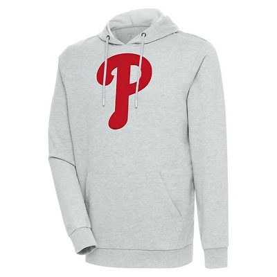 Men's Antigua Heather Gray Philadelphia Phillies Action Pullover Hoodie