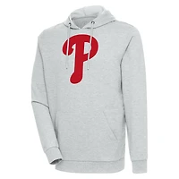 Men's Antigua Heather Gray Philadelphia Phillies Action Pullover Hoodie