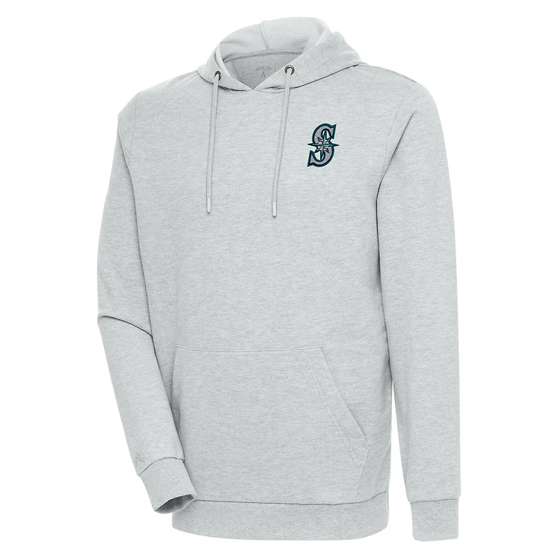 Men's Antigua Heather Seattle Mariners Action Pullover Hoodie