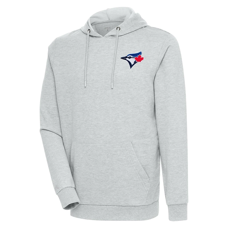 Men's Antigua Heather Gray Toronto Blue Jays Action Pullover Hoodie