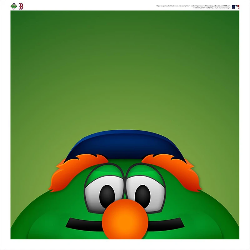Wally The Green Monster Boston Red Sox 12'' x 12'' Minimalist Mascot Poster Print