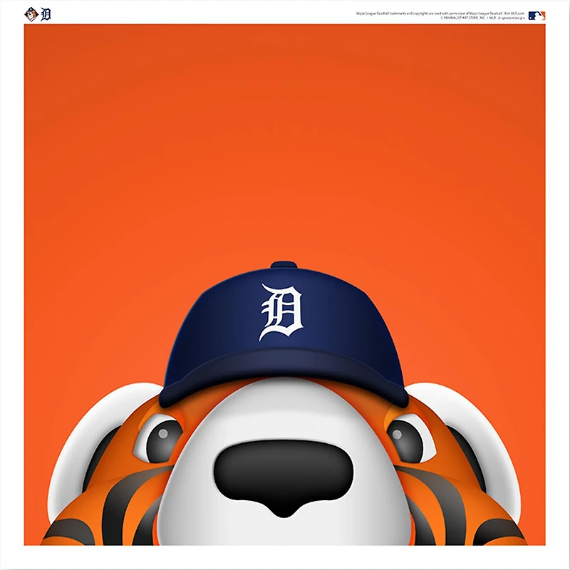Paws Detroit Tigers 12'' x 12'' Minimalist Mascot Poster Print