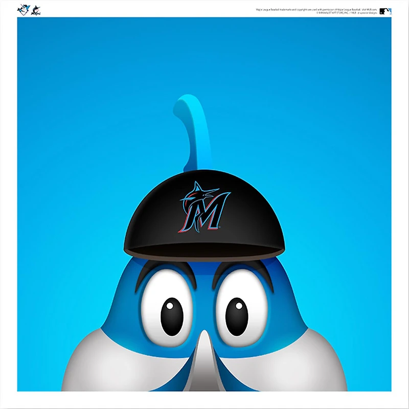 Billy The Marlin Miami Marlins 12'' x 12'' Minimalist Mascot Poster Print