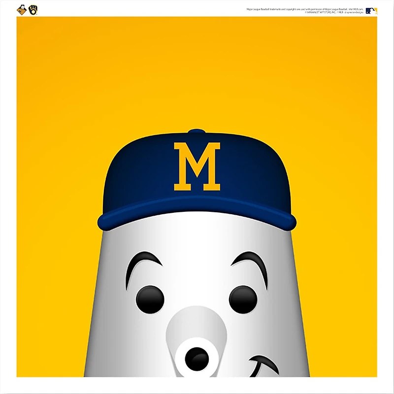 Barrelman Milwaukee Brewers 12'' x 12'' Minimalist Mascot Poster Print