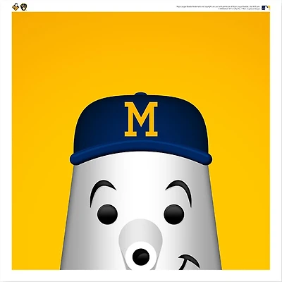 Barrelman Milwaukee Brewers 12'' x 12'' Minimalist Mascot Poster Print