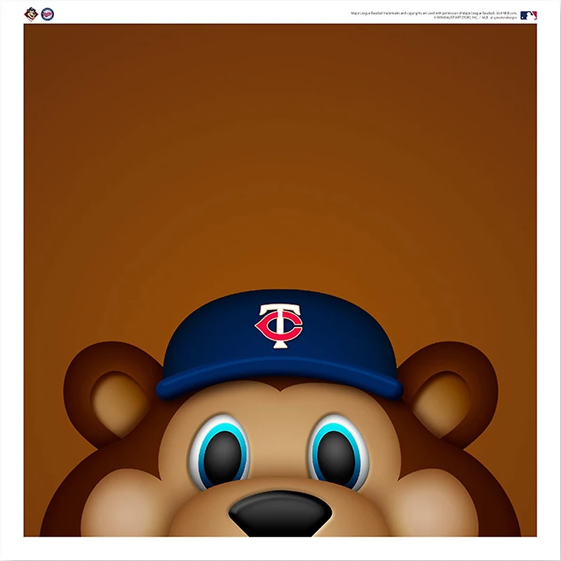 T.C. Bear Minnesota Twins 12'' x 12'' Minimalist Mascot Poster Print