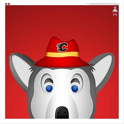 Harvey The Hound Calgary Flames 12'' x 12'' Minimalist Mascot Poster Print
