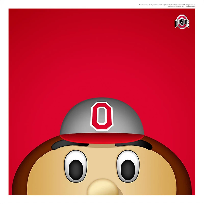 Brutus Buckeye Ohio State Buckeyes 12'' x 12'' Minimalist Mascot Poster Print