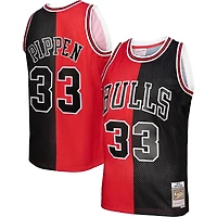 Men's Mitchell & Ness Scottie Pippen Red/Black Chicago Bulls Big & Tall Hardwood Classics 1997/98 Split Swingman Jersey