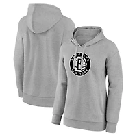 Women's Gray Brooklyn Nets Primary Logo Pullover Hoodie