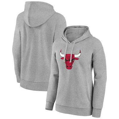 Women's Gray Chicago Bulls Primary Logo Pullover Hoodie