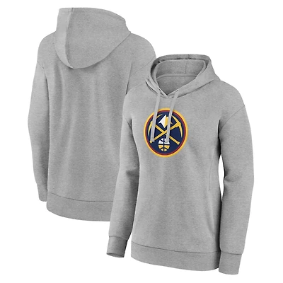 Women's Gray Denver Nuggets Primary Logo Pullover Hoodie