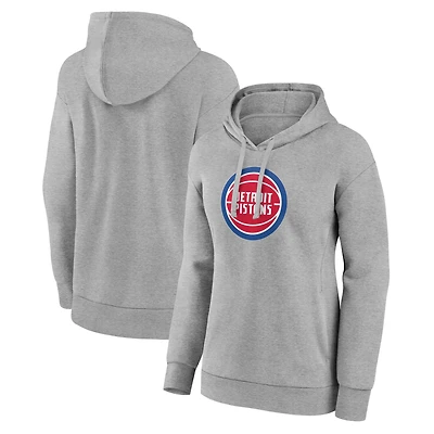 Women's Gray Detroit Pistons Primary Logo Pullover Hoodie