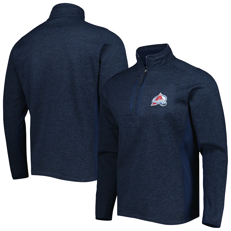 Men's Antigua Heathered Navy Colorado Avalanche Course Quarter-Zip Jacket
