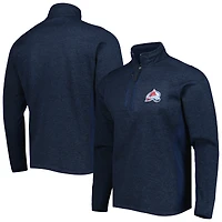 Men's Antigua Heathered Navy Colorado Avalanche Course Quarter-Zip Jacket