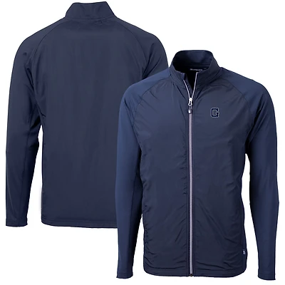 Men's Cutter & Buck Navy Georgetown Hoyas Adapt Eco Knit Hybrid Recycled Big & Tall Full-Zip Jacket