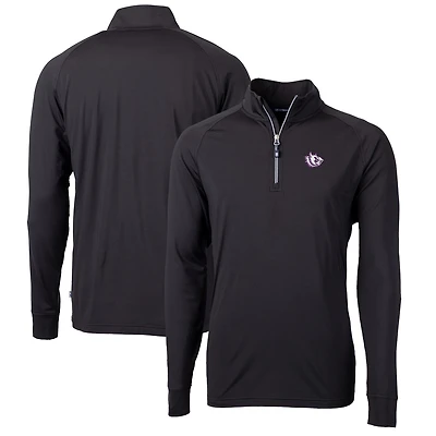 Men's Cutter & Buck Black TCU Horned Frogs Adapt Eco Knit Stretch Recycled Big & Tall Quarter-Zip Pullover Top