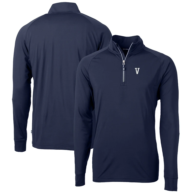 Men's Cutter & Buck Navy Villanova Wildcats Adapt Eco Knit Stretch Recycled Big & Tall Quarter-Zip Pullover Top