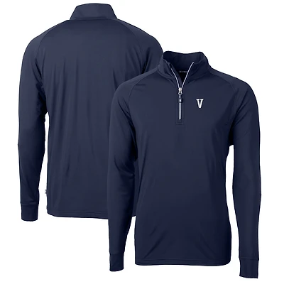 Men's Cutter & Buck Navy Villanova Wildcats Adapt Eco Knit Stretch Recycled Big & Tall Quarter-Zip Pullover Top