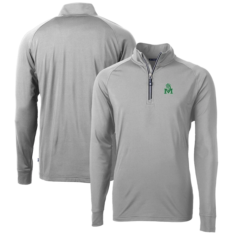 Men's Cutter & Buck Gray Marshall Thundering Herd Adapt Eco Knit Stretch Recycled Big & Tall Quarter-Zip Pullover Top