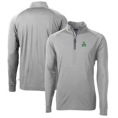 Men's Cutter & Buck Gray Marshall Thundering Herd Adapt Eco Knit Stretch Recycled Big & Tall Quarter-Zip Pullover Top