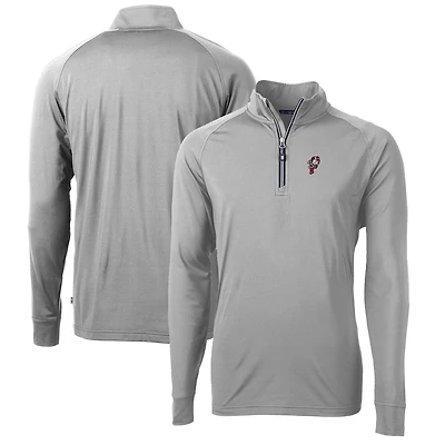 Men's Cutter & Buck Gray Ohio State Buckeyes Adapt Eco Knit Stretch Recycled Big & Tall Quarter-Zip Pullover Top