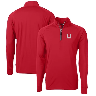 Men's Cutter & Buck Red Utah Utes Adapt Eco Knit Stretch Recycled Big & Tall Quarter-Zip Pullover Top