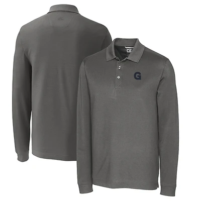 Men's Cutter & Buck Steel Gonzaga Bulldogs Vault Advantage Tri-Blend Pique Big & Tall Long Sleeve Polo