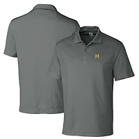 Men's Cutter & Buck Steel Michigan Wolverines Big & Tall DryTec Genre Textured Solid Polo