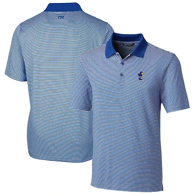 Men's Cutter & Buck Royal Kansas Jayhawks Big & Tall Forge Tonal Stripe Stretch Polo