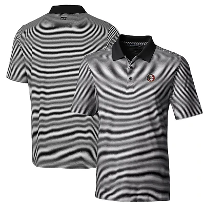 Men's Cutter & Buck Black Florida State Seminoles Big & Tall Forge Tonal Stripe Stretch Polo