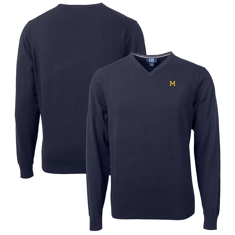 Men's Cutter & Buck Navy Michigan Wolverines Lakemont Tri-Blend Big & Tall V-Neck Pullover Sweater