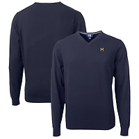 Men's Cutter & Buck Navy Michigan Wolverines Lakemont Tri-Blend Big & Tall V-Neck Pullover Sweater