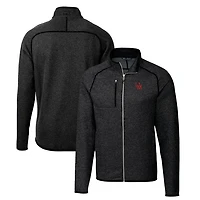 Men's Cutter & Buck Heather Charcoal Ole Miss Rebels Mainsail Sweater-Knit Big & Tall Full-Zip Jacket