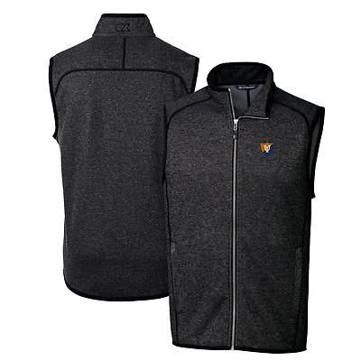 Men's Cutter & Buck Heather Charcoal Illinois Fighting Illini Mainsail Sweater-Knit Big & Tall Full-Zip Vest