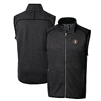 Men's Cutter & Buck Heather Charcoal Florida State Seminoles Mainsail Sweater-Knit Big & Tall Full-Zip Vest