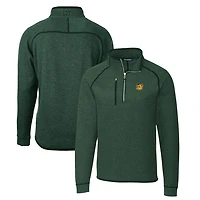 Men's Cutter & Buck Heather Green Baylor Bears Mainsail Sweater-Knit Big & Tall Half-Zip Pullover Jacket