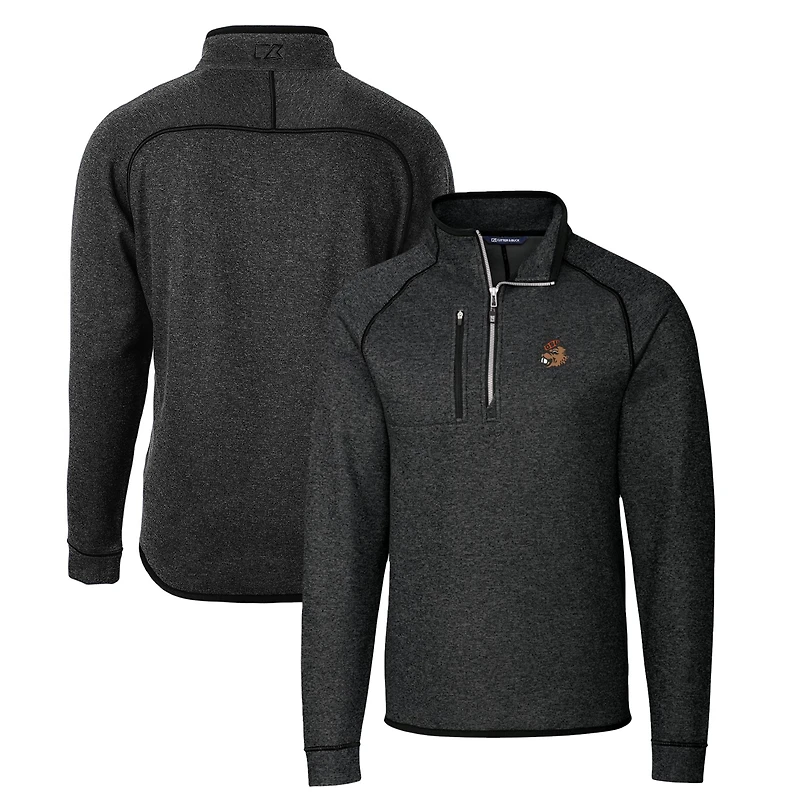Men's Cutter & Buck Heather Charcoal Oregon State Beavers Mainsail Sweater-Knit Big & Tall Half-Zip Pullover Jacket