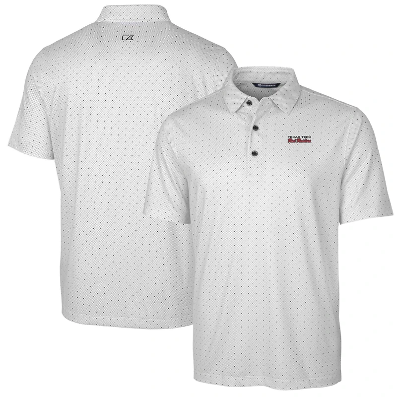 Men's Cutter & Buck Charcoal Texas Tech Red Raiders Team Logo Big & Tall Pike Double Dot Print Stretch Polo