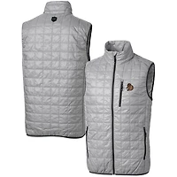Men's Cutter & Buck Gray Oregon State Beavers Team Logo Big & Tall Rainier PrimaLoft Eco Insulated Full-Zip Puffer Vest