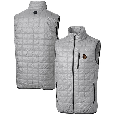 Men's Cutter & Buck Gray Oregon State Beavers Team Logo Big & Tall Rainier PrimaLoft Eco Insulated Full-Zip Puffer Vest