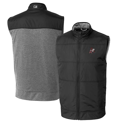Men's Cutter & Buck Black Arkansas Razorbacks Vault Big & Tall Stealth Hybrid Windbreaker Full-Zip Vest