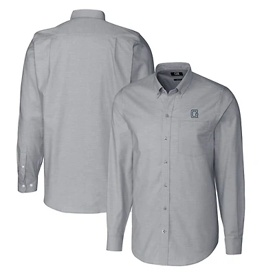 Men's Cutter & Buck Charcoal Georgetown Hoyas Vault Big & Tall Oxford Long Sleeve Button-Down Shirt