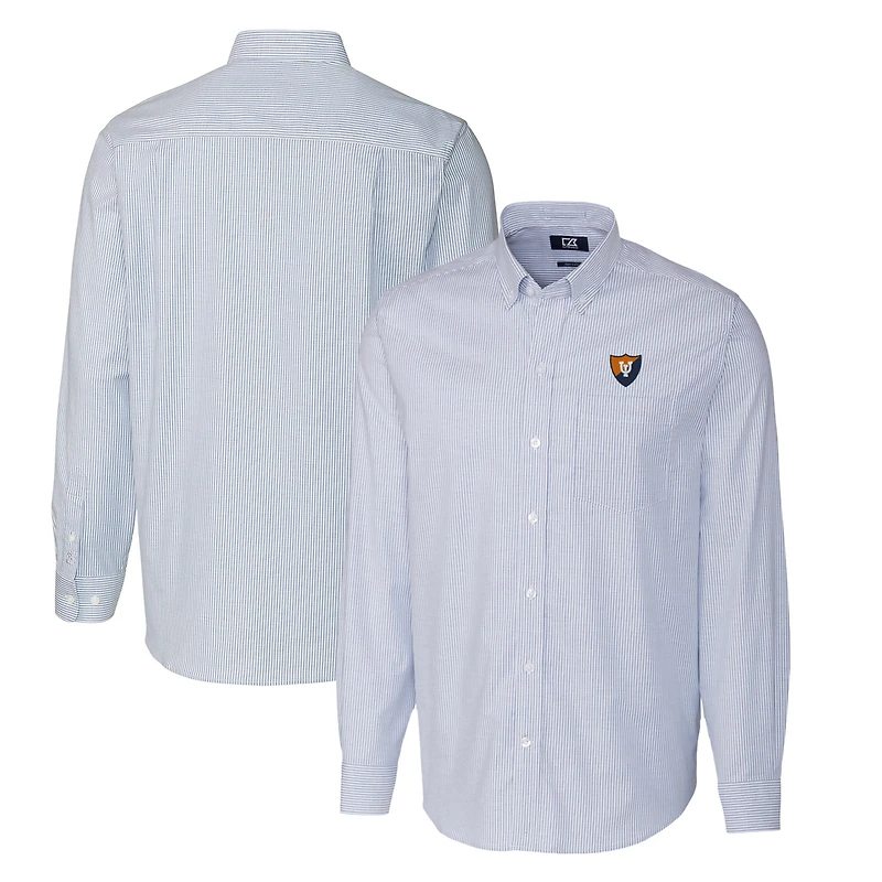 Men's Cutter & Buck Powder Blue Illinois Fighting Illini Vault Big & Tall Oxford Stripe Long Sleeve Button-Down Shirt