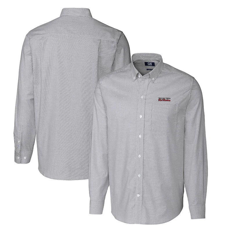 Men's Cutter & Buck Charcoal Texas Tech Red Raiders Vault Big & Tall Oxford Stripe Long Sleeve Button-Down Shirt