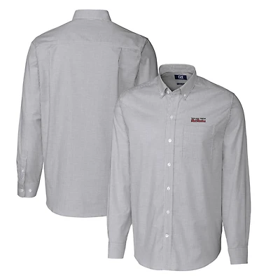Men's Cutter & Buck Charcoal Texas Tech Red Raiders Vault Big & Tall Oxford Stripe Long Sleeve Button-Down Shirt