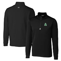 Men's Cutter & Buck Black Marshall Thundering Herd Big & Tall Traverse Stretch Quarter-Zip Pullover Top