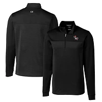 Men's Cutter & Buck Black NC State Wolfpack Big & Tall Traverse Stripe Stretch Quarter-Zip Pullover Top