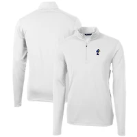 Men's Cutter & Buck White Kansas Jayhawks Team Big & Tall Virtue Eco Pique Recycled Quarter-Zip Pullover Top